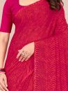 SAREE MALL Women's Chiffon Pink Printed Designer Saree With Blouse Piece