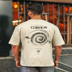 Maniiac Men Printed Round Neck Half Sleeve Biscuit and Black Cotton T-Shirt