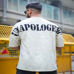Maniac Mens Unapologetic Optic Wash Round Neck Half Sleeve Blue Cotton T-Shirt