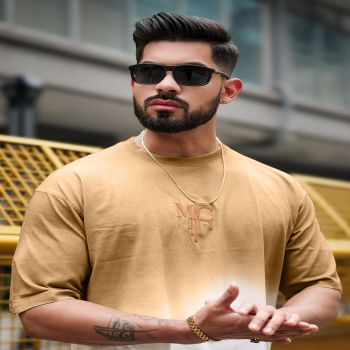 Maniac Mens MC Ombre Effect Round Neck Half Sleeve Biscuit Cotton T-Shirt