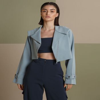 THE DAPPER LADY, Cuffed Sleeve Jacket with Side Zip