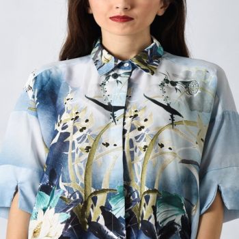 BLUE LOTUS SIDE PANEL SHIRT