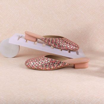Women Pink Ethnic Slip Ons