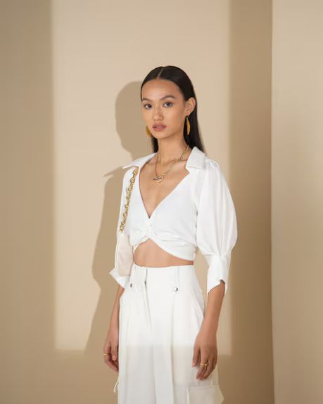 The Dapper Lady, V-Neck Crop Top