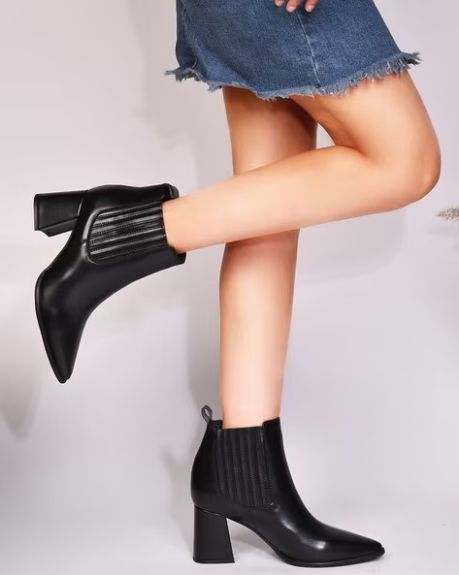 STEPPINGS,Women Chunky-Heeled Ankle-Length Boots