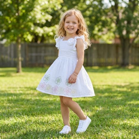 Peppermint Girls A-Line Embroidered Dress - 1-2Y
