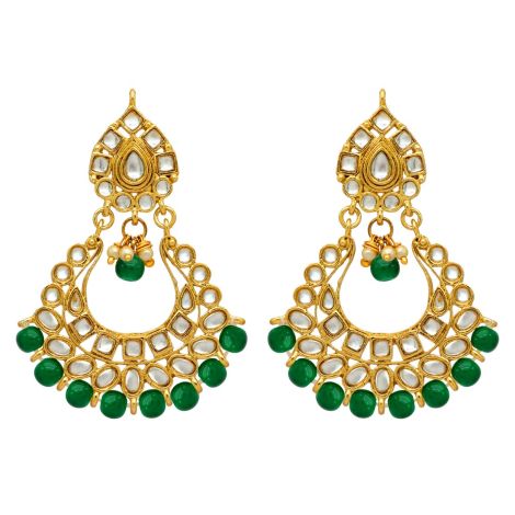 Green Color Kundan Choker Necklace Set