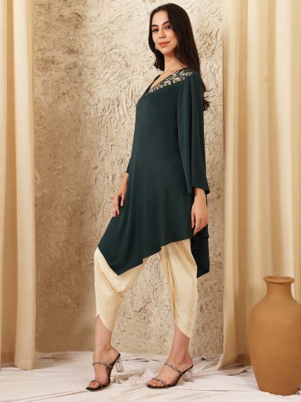 EMERALD GREEN FLANGE TUNIC