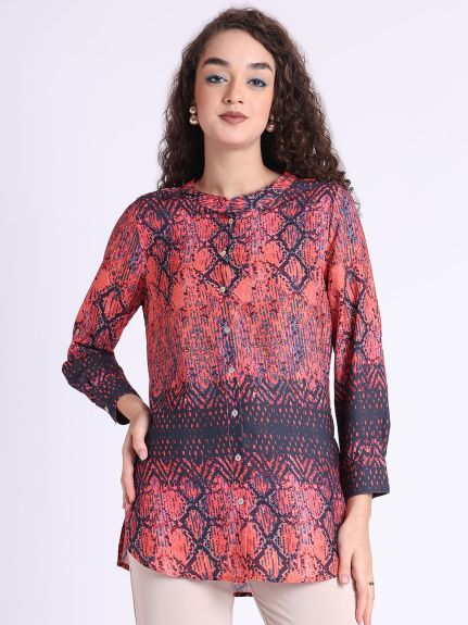 ORANGE SNAKE BUTTON DOWN SHIRT - Orange Snake