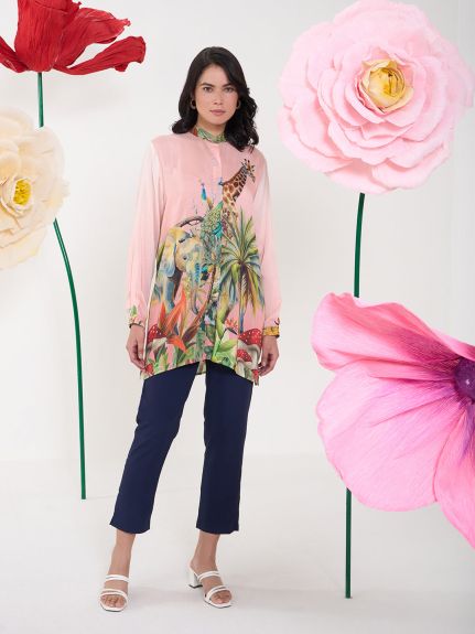 PINK JIRAFA CONCEAL BUTTON SHIRT