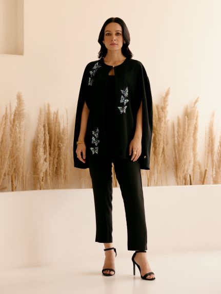 BLACK ALPINE BEADED CAPE