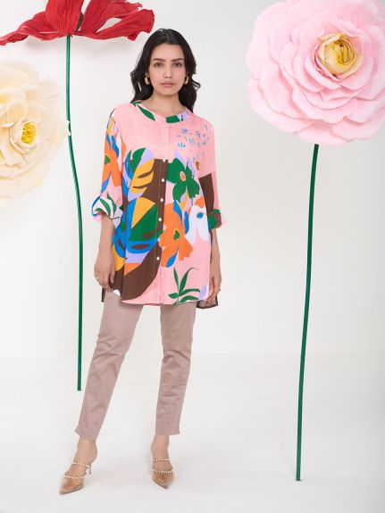 PEACH ARTIFY BUTTON DOWN SHIRT