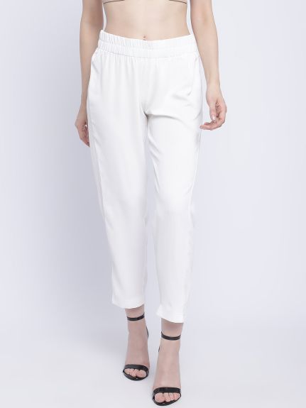 WHITE NARROW LEG TROUSER
