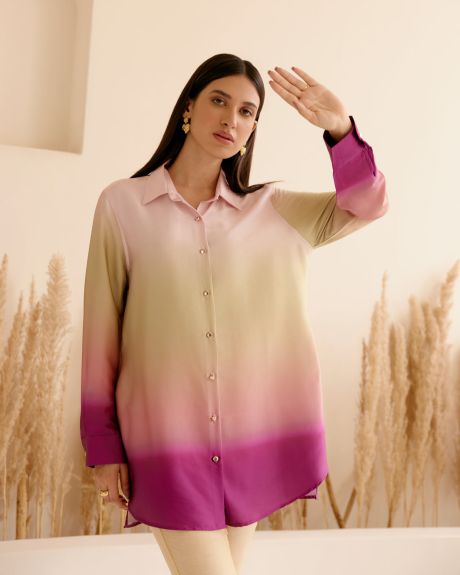 PINK/GREEN COSMIC BUTTON DOWN SHIRT