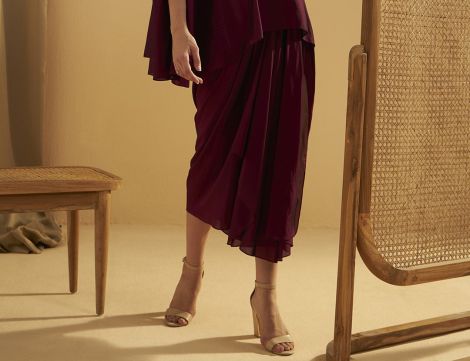 PLUM DRAPE SKIRT