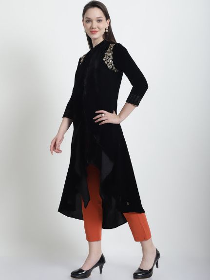 VELVET BLACK TRAPEZIO TUNIC