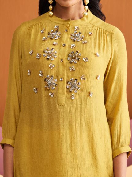MUSTARD GATHERED TUNIC