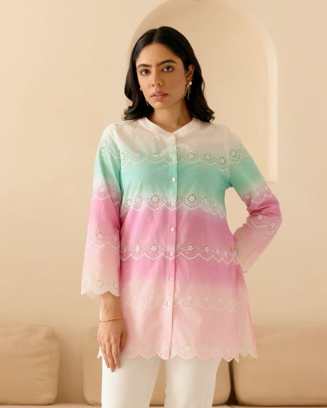 SCHIFFLI SEA GREEN / RANI SHADES SHIRT