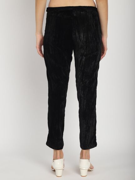 VELVET BLACK SIDE ZIP PANT