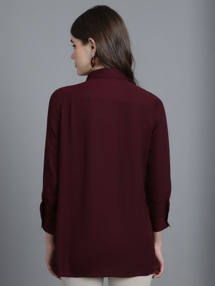 WINE SWAN BEADED SHIRT