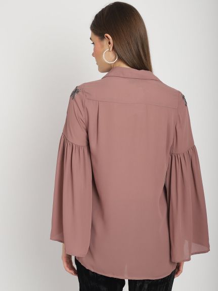 DUSTY PINK DAMSEL FLY CAPE SHIRT