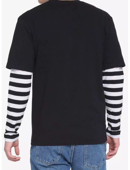 Black & White Stripe Twofer Long-Sleeve T-Shirt - L