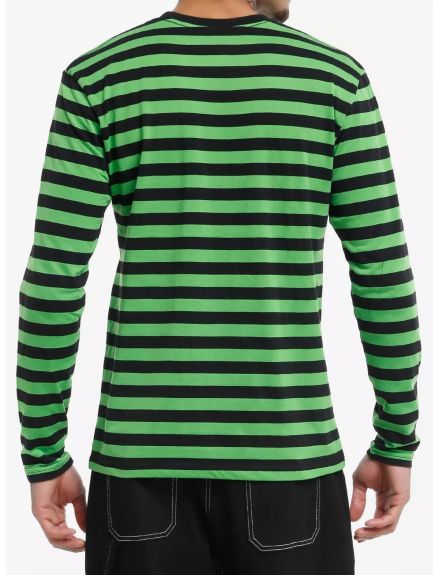 Neon Green & Black Stripe Long-Sleeve T-Shirt