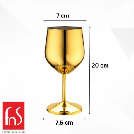 FnS Cosmo Steel Gold Finish Wine Glass (pack of 2)