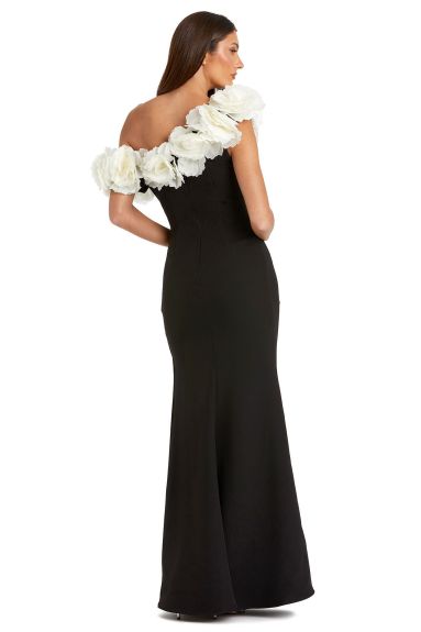Mac Duggal Black & Cream Jersey Engagement Gown