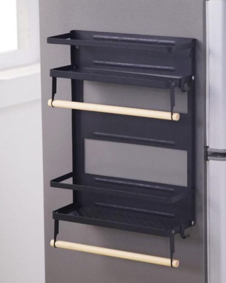 IKIRU Double Shelf Magnetic Rack for Kitchen | Fridge Side Storage Organizer