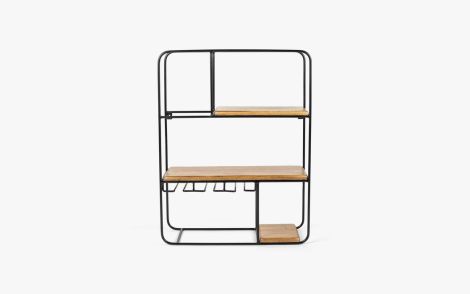 IKIRU Jasper Modern Bar Wall Shelf | Wooden & Metal Finish Wall Decor For Home