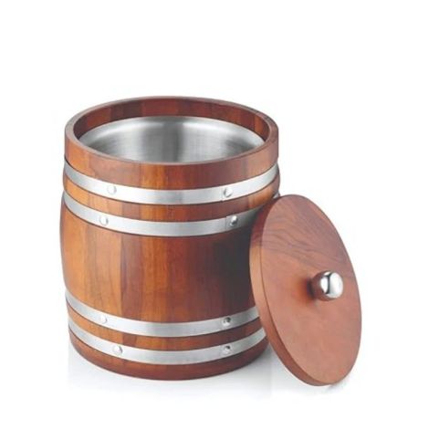 FnS Wooden Finish Stainless Steel Ice Bucket