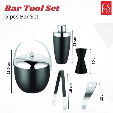 FnS Black Finish 5 Pc Bar Set