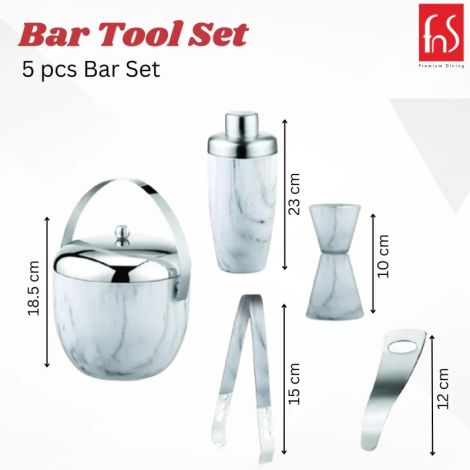 FnS Marble Finish Bar Set (White)