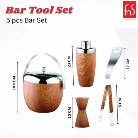 FnS Wooden Finish 5 Pc Bar Set