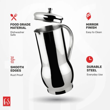FnS Magnum Everyday Stainless Steel Water Pitcher/Jug (1.2 LTR)
