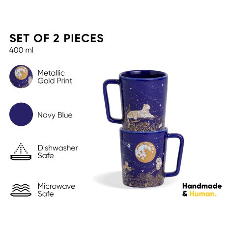 Ceramic Coffee Mugs, Set of 2, Golden Night | Golden Night Collection