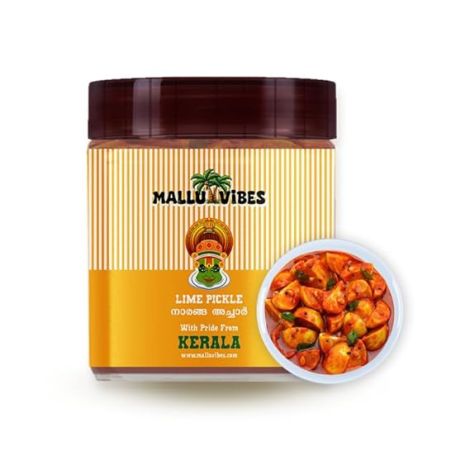 Mallu Vibes Kerala Lime Pickle (Naranga Achar) | Authentic & Traditional Kerala Lime Pickle (400g)