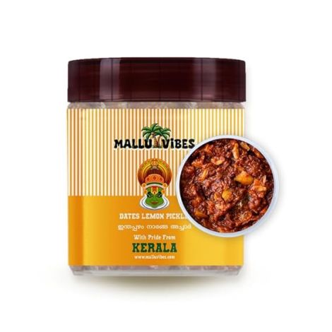 Mallu Vibes Homemade Kerala Dates Lemon Pickle (Eenthapazham Naranga Achar) (400g)