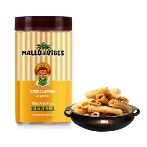 Mallu Vibes Kerala Kuzhalappam | Traditional Crispy Pipe-Shaped Rice Flour Snack (150g)