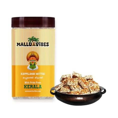 Mallu Vibes Kerala Kappilandi Mittai | Authentic Peanut Jaggery Candy (300g)