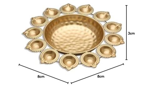 R Ayurveda Copper Metal Decorative Metal Diya Traditional Diya Urli Tealight Holder Golden Bowl for Floating Flowers Home,Office Wedding Decor Size 14 Inches