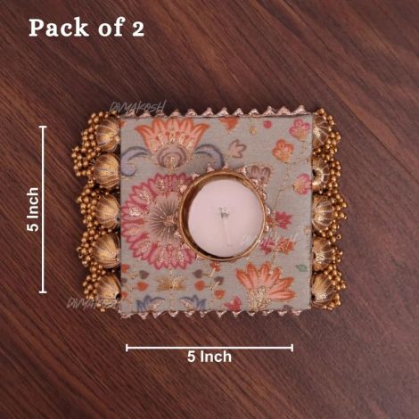 Divyakosh Designer Tealight Candle Holders for Side or Center Home Decoration, Tea Light Candle Holders for Diwali, Rangoli, Handmade Tlight for Festival Decoration Items, 2 Pcs
