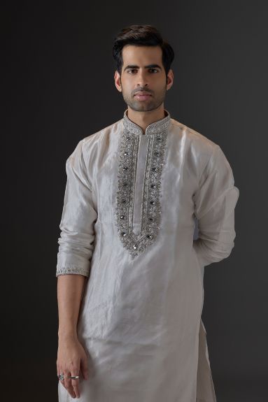 Maharaja Elegance Embroidered Tissue Kurta Set