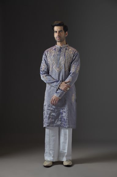 Dusky Orchid Kurta with Gold Embellishment