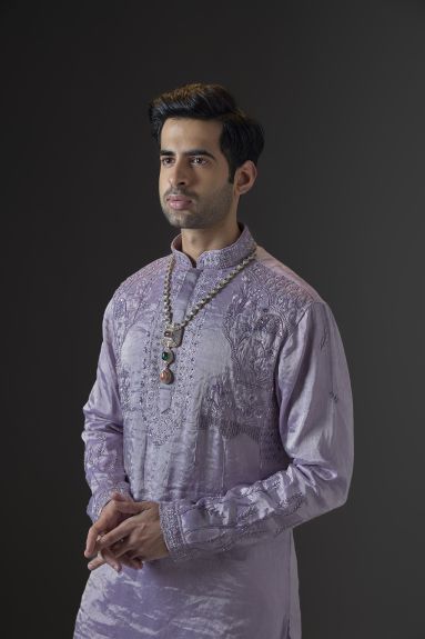 Lavender Tissue Kurta Set