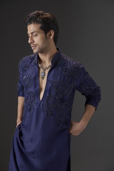 Midnight Bloom Embroidered Kurta Set