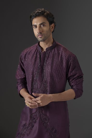 Plum Dusk Embroidered Kurta Set