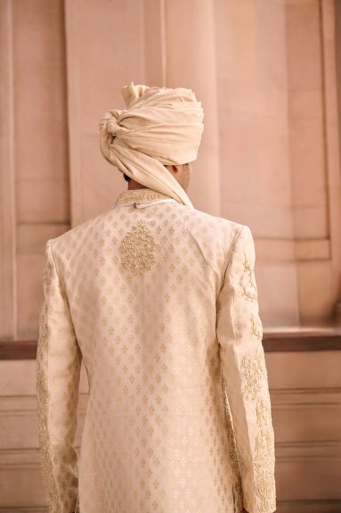Traditional Golden Banarasi Sherwani