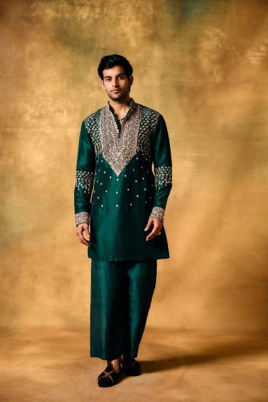Emerald Grace Kora Silk Kurta